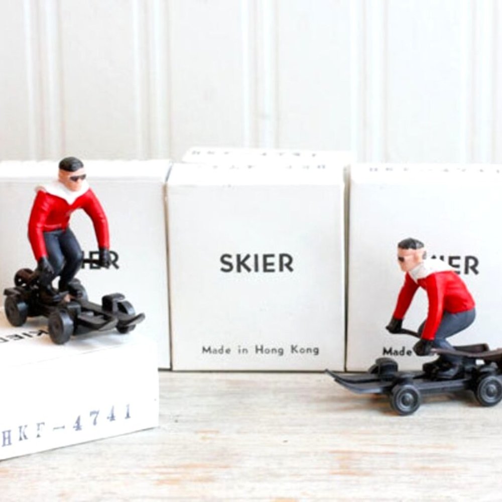 Vintage Marx Ski Toy, 1960s Miniature Skier NEW in BOX Winter Sports